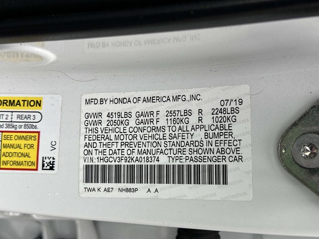 2019 Honda Accord Hybrid Touring