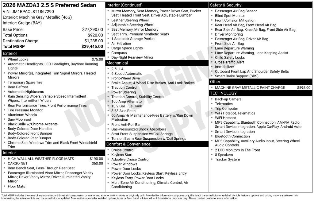 2026 Mazda Mazda3 2.5 S Preferred