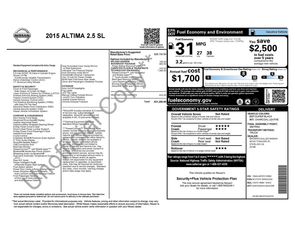 2015 Nissan Altima 2.5 SL