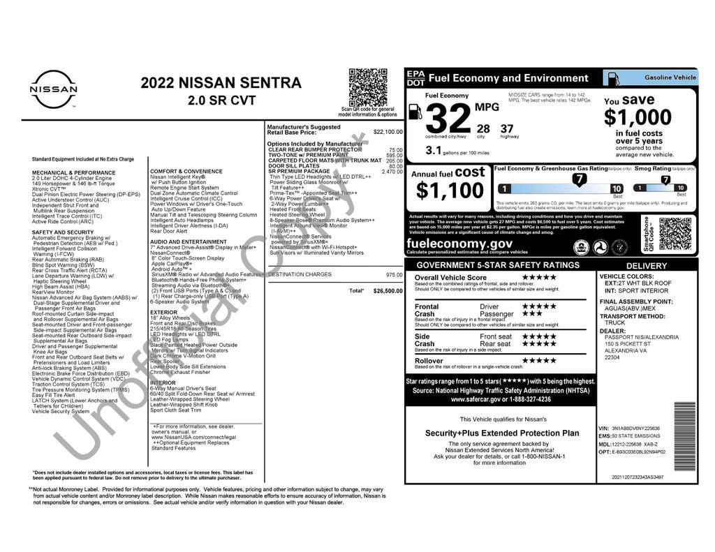 2022 Nissan Sentra SR Nissan Certified