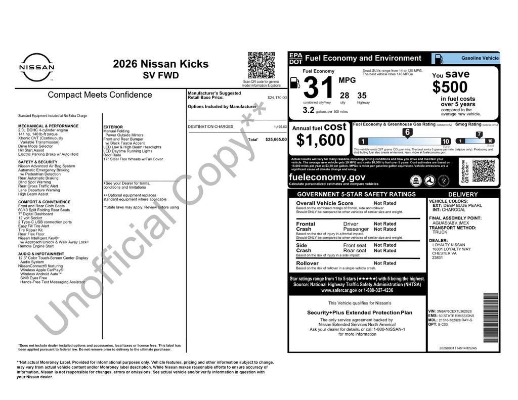2026 Nissan Kicks SV Nissan Certified