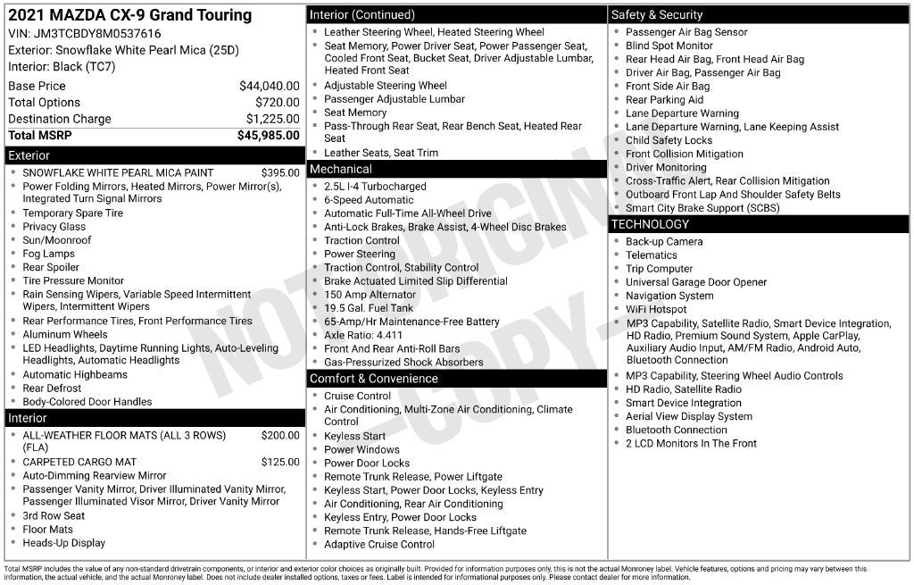 2021 Mazda Mazda CX-9 Grand Touring
