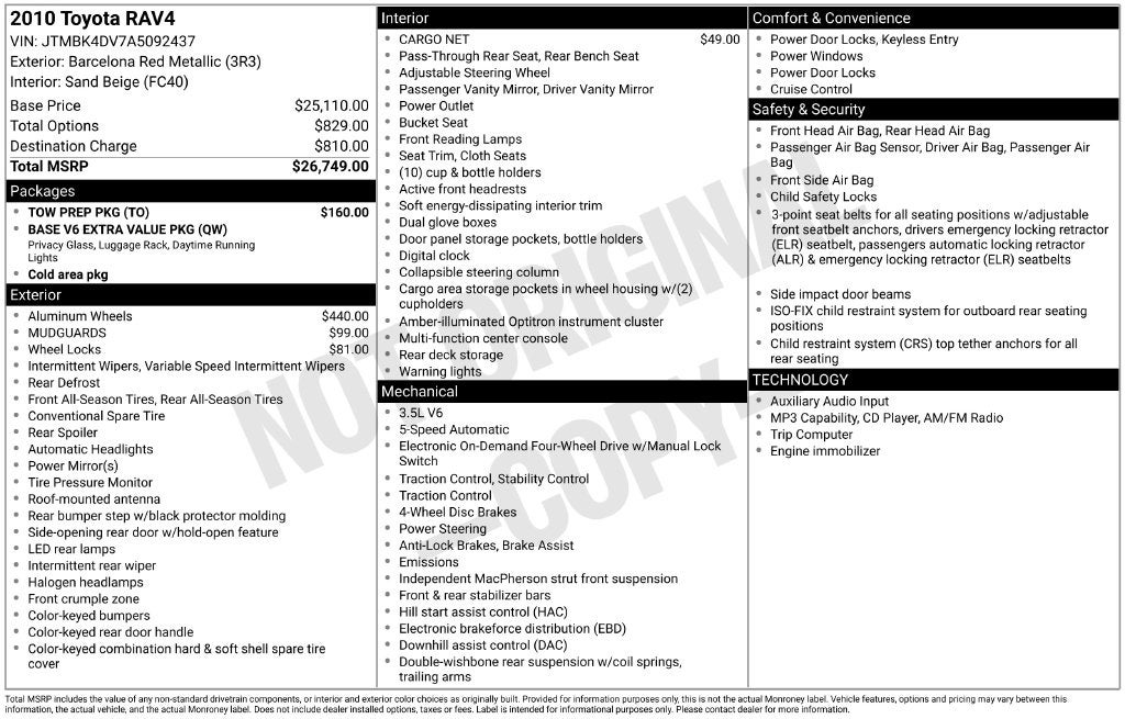 2010 Toyota RAV4 Base
