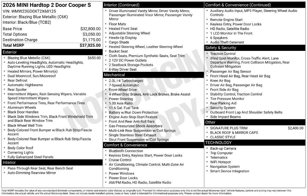 2026 MINI Cooper S Base