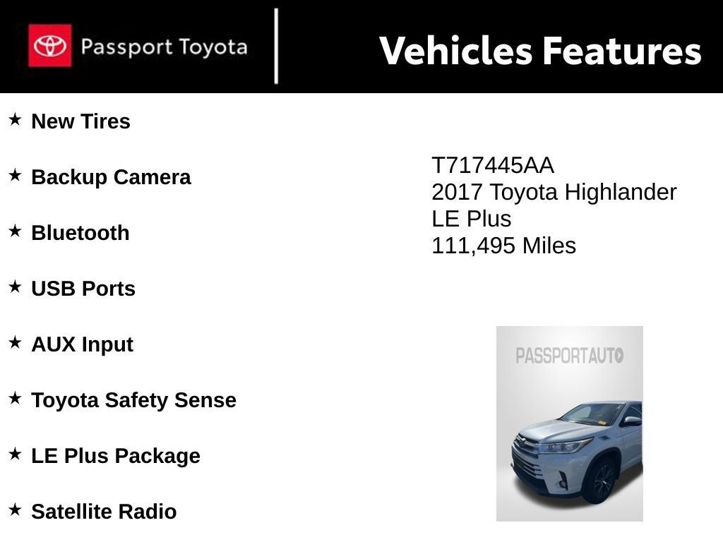 2017 Toyota Highlander LE Plus