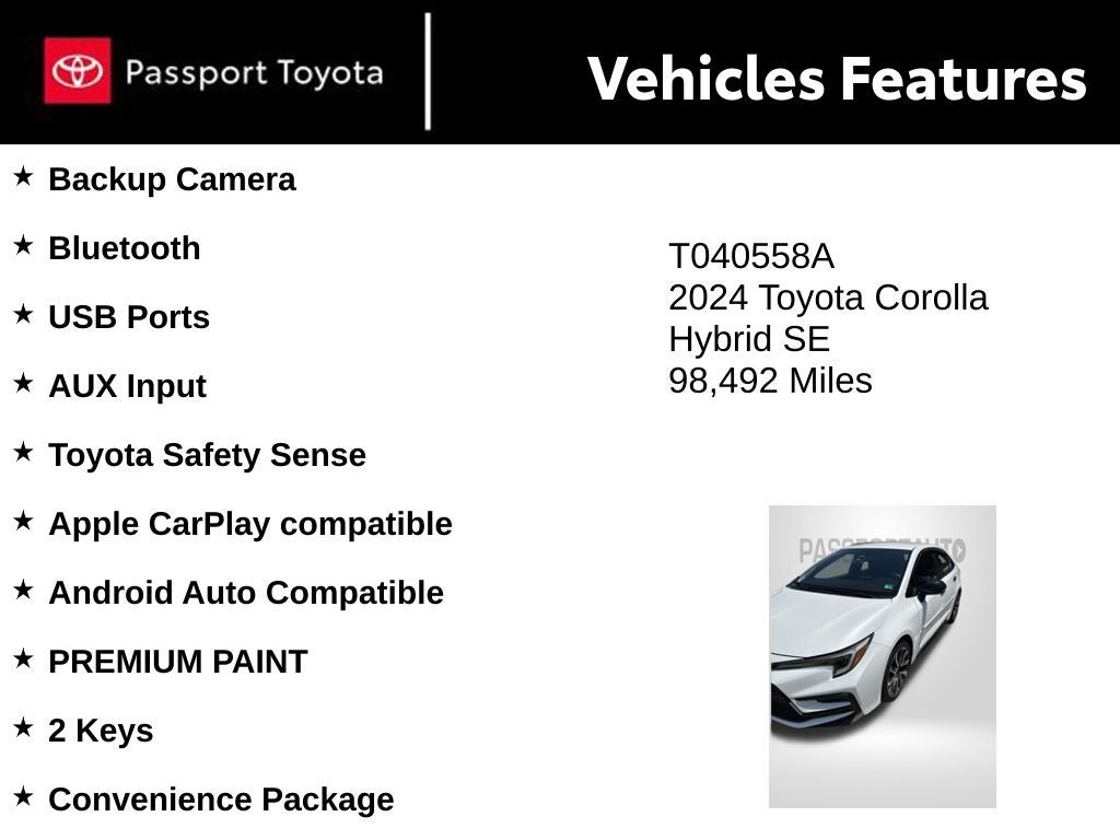 2024 Toyota Corolla Hybrid SE